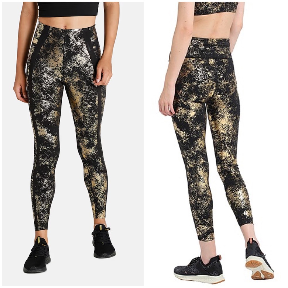 Puma Elevate Eversculpt Black Gold Matte Foil High Rise Tight Leggings